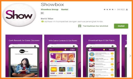 Aplikasi Penghasil uang di android showbox