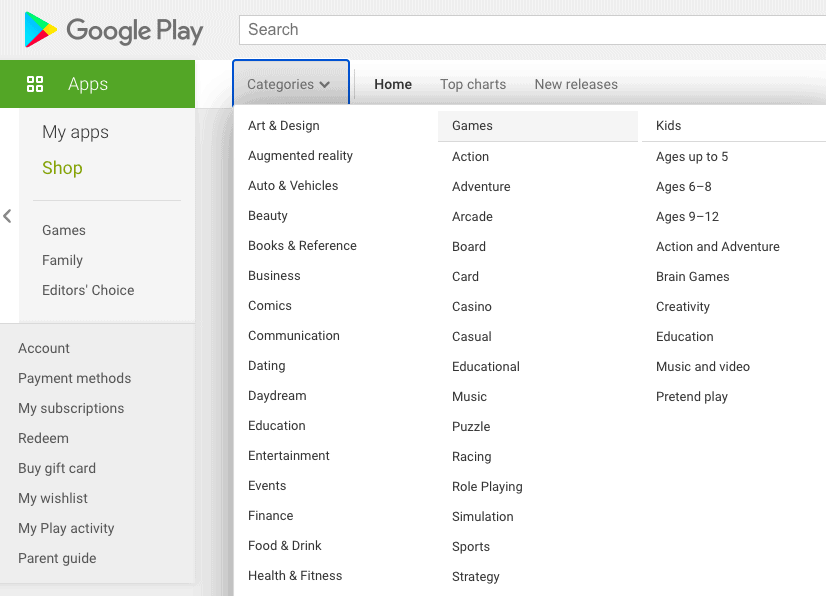 kategori aplikasi play store